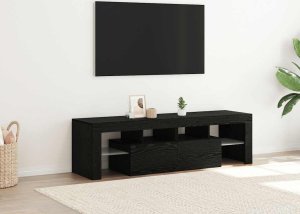 vidaXL Szafka pod TV z oświetleniem LED, czarny dąb, 140x36,5x40 cm 4