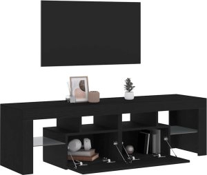 vidaXL Szafka pod TV z oświetleniem LED, czarny dąb, 140x36,5x40 cm 5