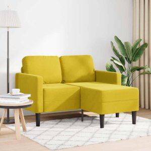 vidaXL Sofa 2-osobowa z szezlongiem w kształcie litery L, żółta, 125cm 1