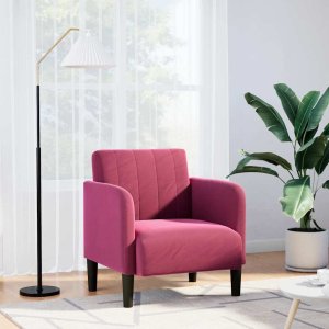 vidaXL Sofa Fotel z Podłokietnikami Wino Czerwone 54 cm Aksamit 1