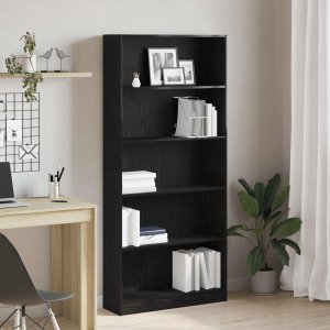 vidaXL Regał biblioteczny Czarny Dąb 80x24x176 cm Drewno klejone 1