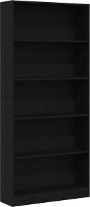 vidaXL Regał biblioteczny Czarny Dąb 80x24x176 cm Drewno klejone 2