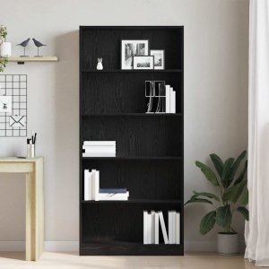 vidaXL Regał biblioteczny Czarny Dąb 80x24x176 cm Drewno klejone 3