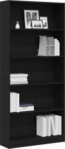 vidaXL Regał biblioteczny Czarny Dąb 80x24x176 cm Drewno klejone 4