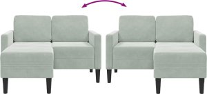 vidaXL Sofa 2-osobowa z szezlongiem w kształcie litery L, jasnoszara 7