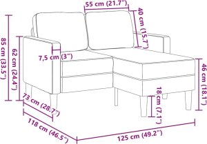 vidaXL Sofa 2-osobowa z szezlongiem w kształcie litery L, jasnoszara 10