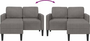 vidaXL Sofa 2-osobowa z szezlongiem w kształcie litery L, jasnoszara 7