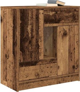 vidaXL Komoda z szufladami i drzwiami, stare drewno, 70,5x34x74,5 cm 4