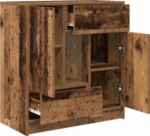 vidaXL Komoda z szufladami i drzwiami, stare drewno, 70,5x34x74,5 cm 5
