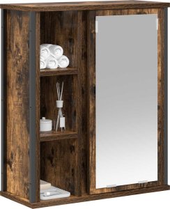 vidaXL Szafka ścienna łazienkowa z lustrem, przydymiony dąb 50x21x60cm 4