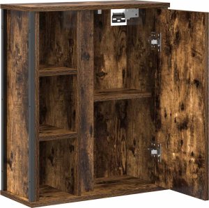 vidaXL Szafka ścienna łazienkowa z lustrem, przydymiony dąb 50x21x60cm 5