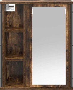 vidaXL Szafka ścienna łazienkowa z lustrem, przydymiony dąb 50x21x60cm 6