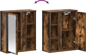 vidaXL Szafka ścienna łazienkowa z lustrem, przydymiony dąb 50x21x60cm 9