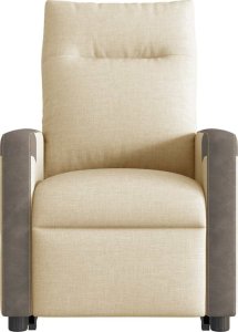vidaXL Podnoszony fotel masujący, rozkładany, kremowy, obity tkaniną 5