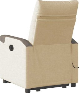 vidaXL Podnoszony fotel masujący, rozkładany, kremowy, obity tkaniną 7