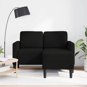 vidaXL Sofa 2-osobowa z szezlongiem w kształcie litery L, czarna 3