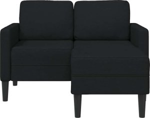 vidaXL Sofa 2-osobowa z szezlongiem w kształcie litery L, czarna 4