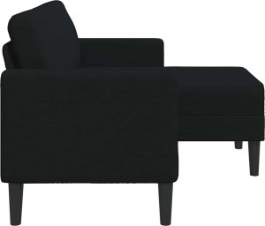 vidaXL Sofa 2-osobowa z szezlongiem w kształcie litery L, czarna 5