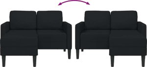 vidaXL Sofa 2-osobowa z szezlongiem w kształcie litery L, czarna 7