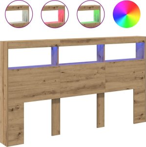 vidaXL Zagłówek z półkami i LED, dąb artisan, 180x17x102 cm 2