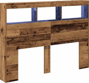 vidaXL Zagłówek z półkami i LED, stare drewno, 140x17x102 cm 3