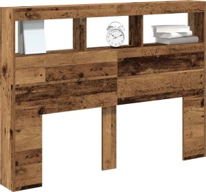 vidaXL Zagłówek z półkami i LED, stare drewno, 140x17x102 cm 5