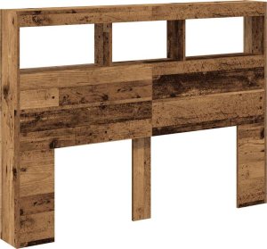 vidaXL Zagłówek z półkami i LED, stare drewno, 140x17x102 cm 6