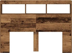 vidaXL Zagłówek z półkami i LED, stare drewno, 140x17x102 cm 7