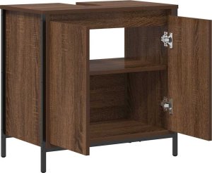 vidaXL Szafka pod umywalkę łazienkową, brązowy dąb, 60x34,5x60 cm 5