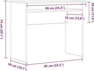 Biurko vidaXL Czarne 90 cm x 50 cm 10