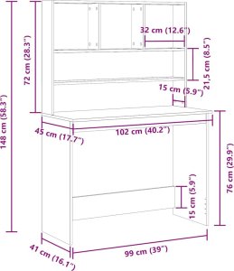 Biurko vidaXL Czarne 102 cm x 45 cm 10
