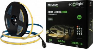 Taśma Led Cob Ze Sterownikiem Rf Zasilaczem 24V 3000K Ip20 5M Ec20811 Eco Light 3
