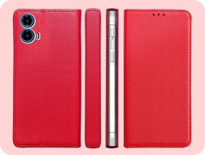 Hello Case ETUI Z KLAPKĄ DO MOTOROLA MOTO G34 5G CZERWONE ZAMYKANE MAGNETYCZNE CASE 6
