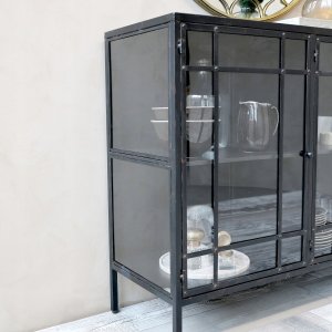 Komoda metalowa witryna przeszklona Factory 156 cm 3