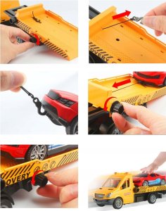 Auto Transporter Pomoc Drogowa Samochód Laweta Napęd Światła Dźwięki Hak 4