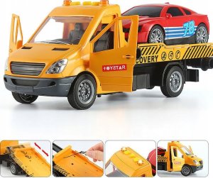 Auto Transporter Pomoc Drogowa Samochód Laweta Napęd Światła Dźwięki Hak 6