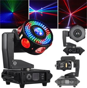 LIGHT4ME UFO multiefekt świetlny LED 6w1 efekt beam RGBW 3x laser stroboskop efekt ring RGB 1