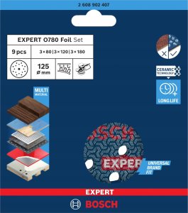 Bosch FOLIA ŚCIERNA EXPERT O780,125,SET,9PC 3