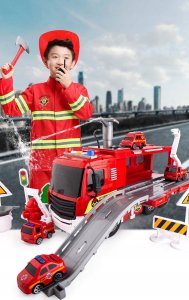 Wóz Strażacki Na Wodę Straż Pożarna Dźwięki I Światła +4 Pojazdy Ratownicze 2