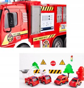 Wóz Strażacki Na Wodę Straż Pożarna Dźwięki I Światła +4 Pojazdy Ratownicze 8