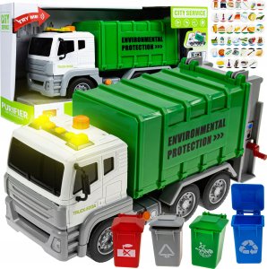 Auto Śmieciarka Ciężarówka Segregacja Odpadów Dla Dzieci Dźwięk + 4 Kosze 1