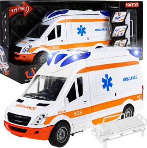 Karetka Ambulans Dla Dzieci Pogotowie Napęd Światło Dźwięk Auto + Nosze 1