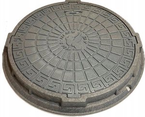 POKRYWA SZAMBA 60CM SZARY WŁAZ STUDNI 1,5T+ZAMEK 9