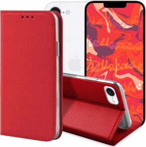 ETUI Z KLAPKĄ DO APPLE IPHONE SE 2025 CZERWONE MAGNETYCZNE ZAMYKANE KABURA 1