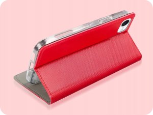 ETUI Z KLAPKĄ DO APPLE IPHONE SE 2025 CZERWONE MAGNETYCZNE ZAMYKANE KABURA 5