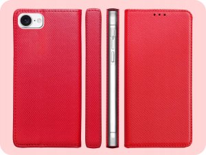 ETUI Z KLAPKĄ DO APPLE IPHONE SE 2025 CZERWONE MAGNETYCZNE ZAMYKANE KABURA 6