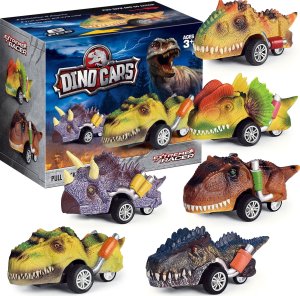 Mega Zestaw Autka Dinozaury Samochody Auta 6 Sztuk Pojazdy Na Napęd Zabawki 1