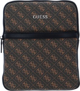 Guess, Vezzola, Flat Top Zip, Textile Crossbody Bag, Brown, For Men For Men 1