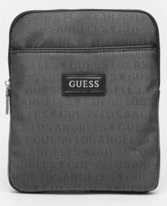 Guess, Dan, Flat Top Zip, Textile Crossbody Bag, Grey, 19 x 23 x 2.5 cm, For Men For Men 4