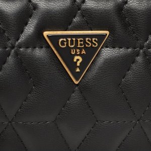Guess, Elenia, Synthetic Leather, Mini, Textile Crossbody Bag, Black, QB867772, For Women For Women 4